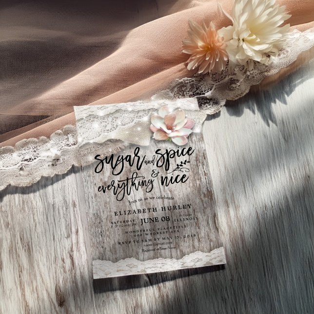 Socker & spice & Allt fint, Rustic Baby Shower Inbjudningar (Skapare uppladdad)