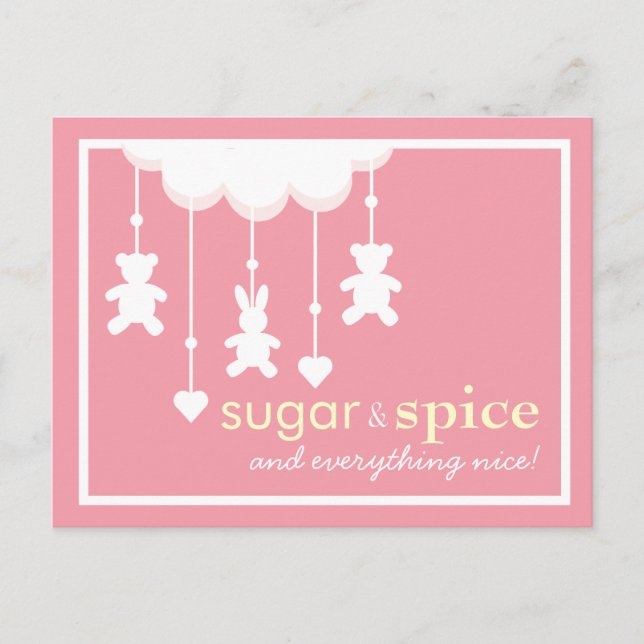 Socker & Spice Girl Baby Shower-vykort Inbjudan Vykort (Framsida)