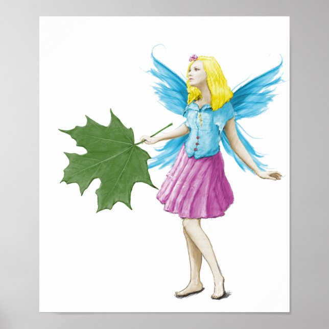 Sockeräpple Träd Fairy Holding Löv Poster (Framsidan)