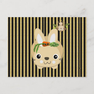 Sockerbetsblad Kanin Monkey Brown Rand Carrots Ärt Vykort