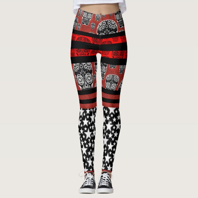 Sockerbitskallar Och Stjärnor Leggings (Framsida)