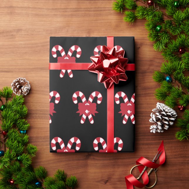 Sockerbitsrandig svart julpresentpapper presentpapper (Julgåva)