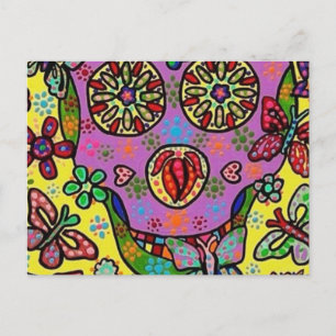 Sockerblomma, fjärilssockor Skull Vykort