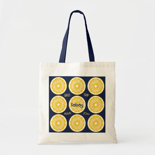 Sockerbrud Lemon Slice Navy & Yellow Tygkasse (Framsidan)