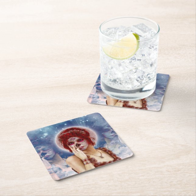 Sockerdocka day of the dead underlägg papper kvadrat (Insitu)