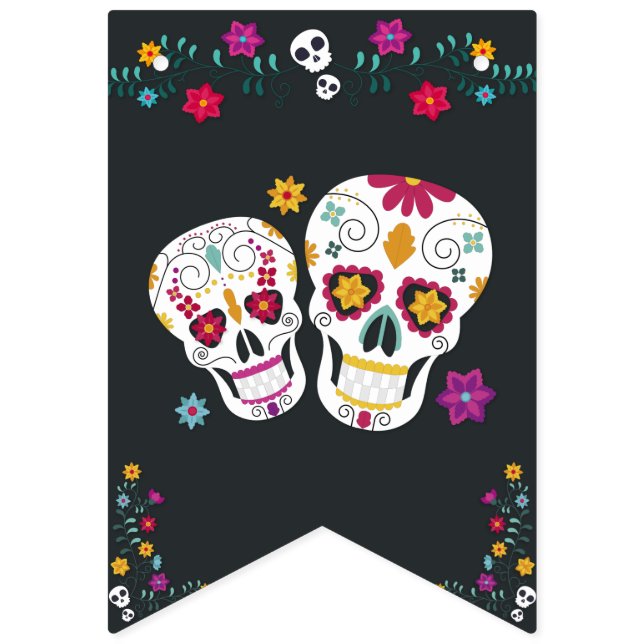 SockerDöskallar Dia de los Muertos Theme Vimplar (Första flaggan)