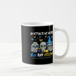 SockerDöskallar Halloween Blue och Gult Down Syndr Kaffemugg