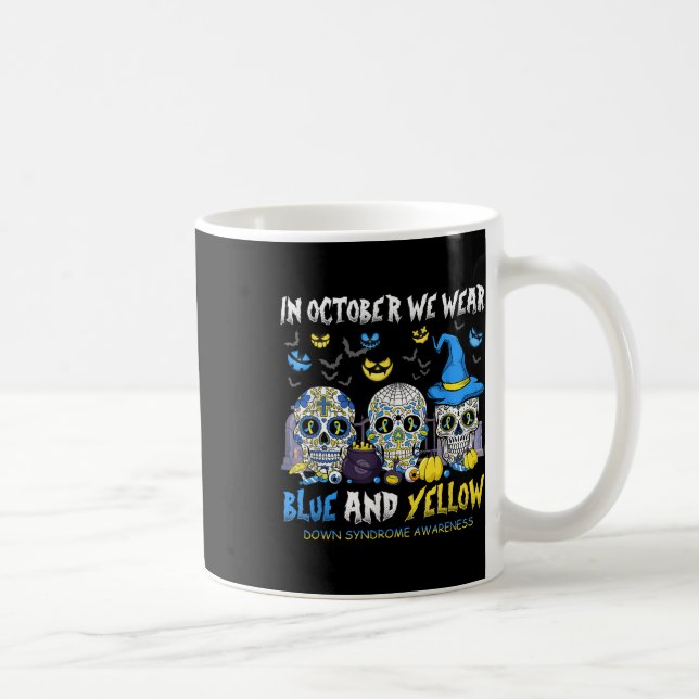 SockerDöskallar Halloween Blue och Gult Down Syndr Kaffemugg (Höger)