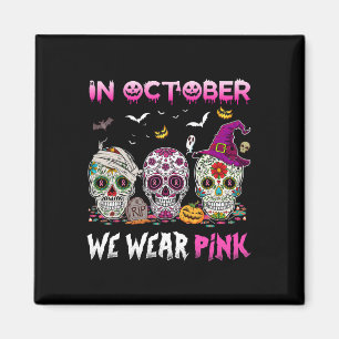 SockerDöskallar i oktober Bära Rosa bröstcancer Magnet