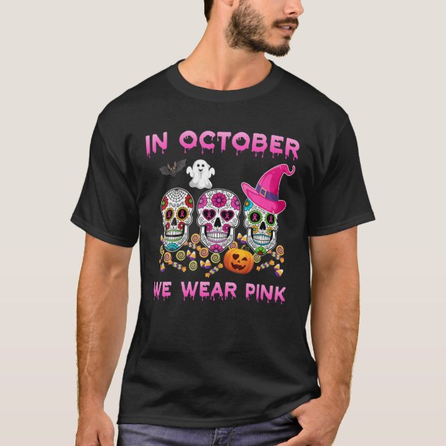 SockerDöskallar i oktober Bära Rosa bröstcancer T Shirt (Framsida)