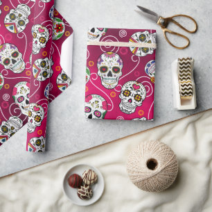 SockerDöskallar och Swirls Red ID725 Presentpapper