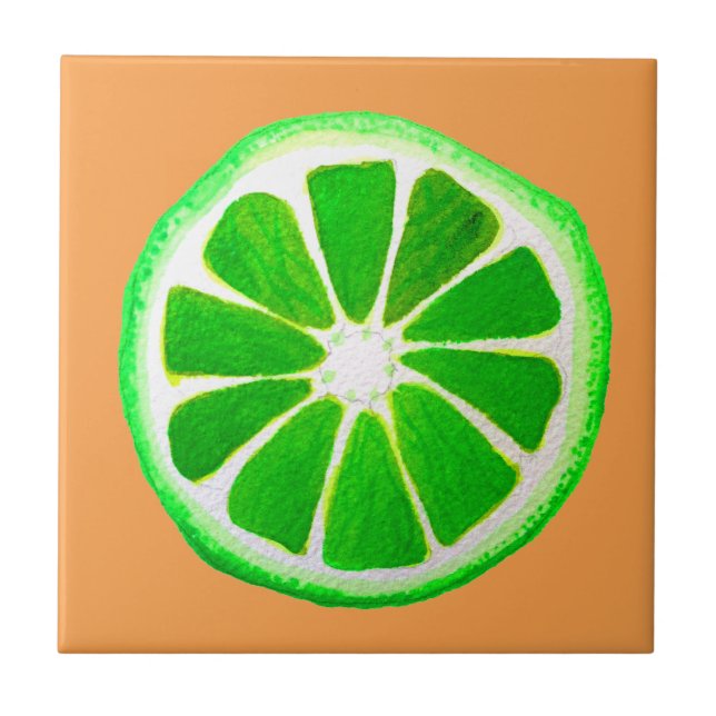 Sockerfrukt, citrusfrukter, ursprunglig vattenfärg kakelplatta (Framsidan)