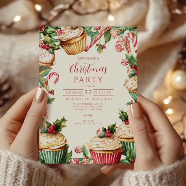 Sockerglasstårta Jul Cupcake Julen Inbjudningar (Skapare uppladdad)