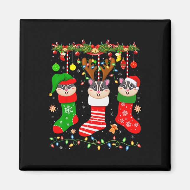 Sockerglider i julsockor sockar ljus sockerglid magnet (Framsidan)