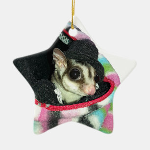 Sockerglider med hatt julgransprydnad keramik