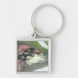 Sockerglidfartyg i svartvitt fyrkantig silverfärgad nyckelring