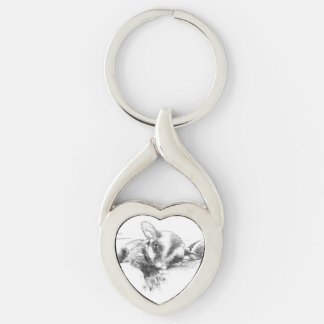 Sockerglidflygplan Keychain Twisted Heart Silverfärgad Nyckelring