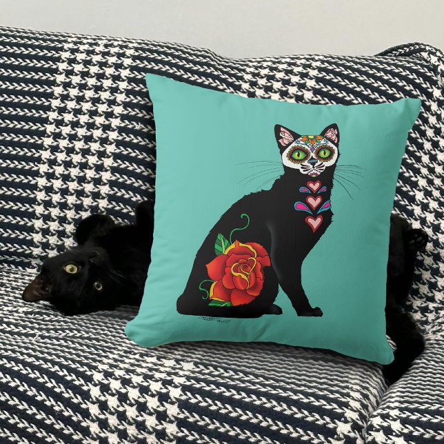 Sockerhaltig svart katt kudde (Skapare uppladdad)