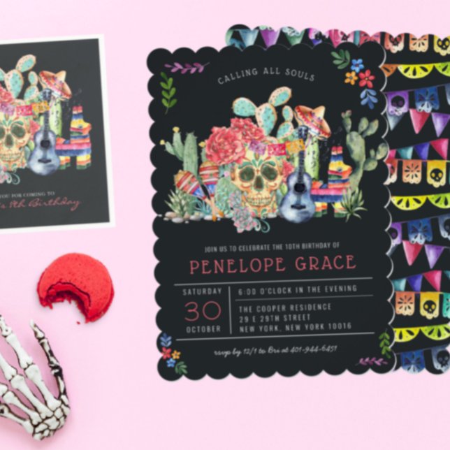 Sockerkallar Dag för döda Födelsedagsfest Inbjudningar (Skapare uppladdad)