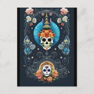 Sockerkallekonst - Livlig Dia de los Muertos Vykort