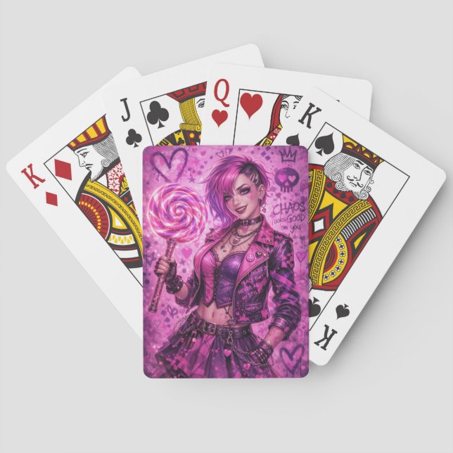 Sockerkick Rebel: Neon Godis Kaos Casinokort (Baksidan)