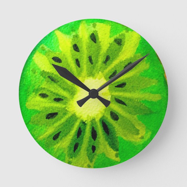 Sockerkonst, klar kiwi-frukt, ursprunglig vattenfä rund klocka (Framsida)