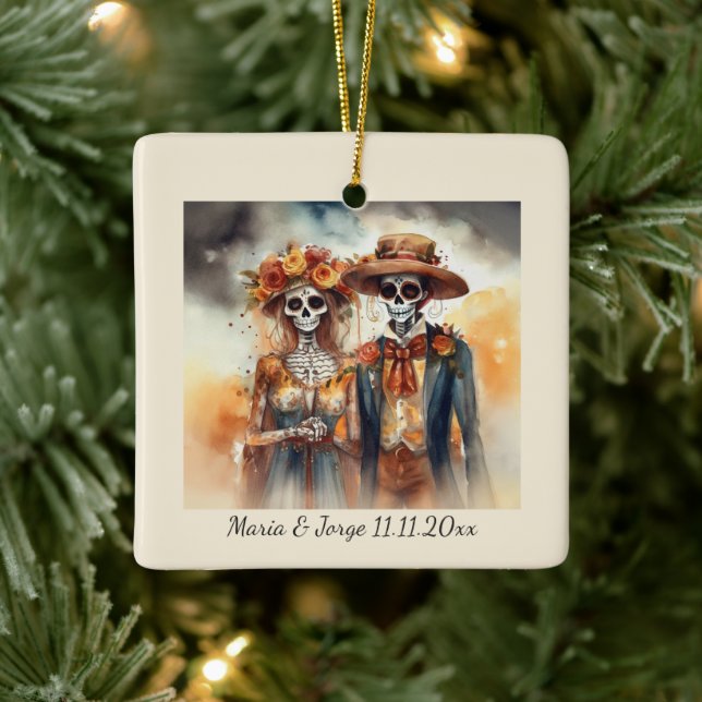 Sockerkulör, anpassningsbar julgransprydnad keramik (Träd)