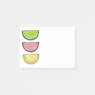 Sockerkulör, glidskal, citronskivor och andra segm post-it block