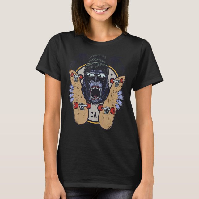 Sockerkulör med solglasögon och skateboard 1 t shirt (Framsida)