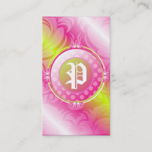 sockerMonogram för limefrukt 311-Pink Visitkort