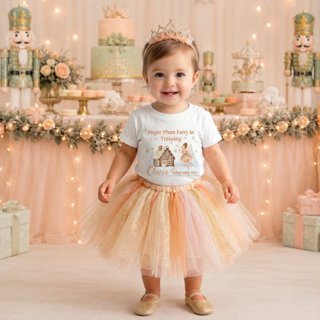 Sockerplomfairan i träning Nutcracker Flicka  T Shirt (Nutcracker Sugar Plum Fairy 1st Bday House Baby T-Shirt)