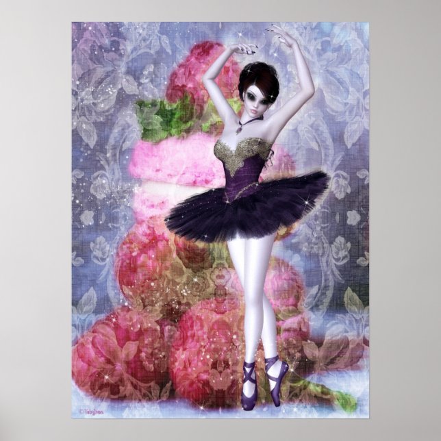 Sockerplommon Fairy Ballerina Fantasy Art Poster (Framsidan)