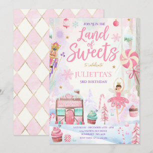 Sockerplommon Fairy Land of Sweet Nutcracker Birth Inbjudningar
