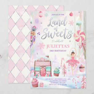 Sockerplommon Fairy Land of Sweet Nutcracker Birth Inbjudningar