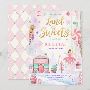 Sockerplommon Fairy Land of Sweet Nutcracker Birth Inbjudningar