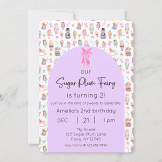 Sockerplommon Fairy Nutcracker Birthday Photo Inbjudningar
