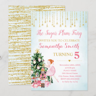 Sockerplommon Fairy Nutcracker glitter vintertid Inbjudningar