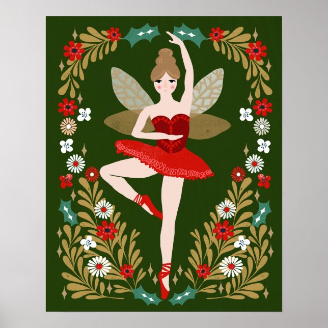 Sockerplommon Fairy - Nutcracker-jul Poster (Framsidan)