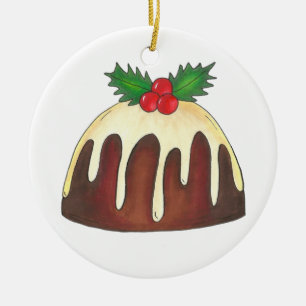 Sockerplommon Pudding jul-Helgdag Dessert Julgransprydnad Keramik