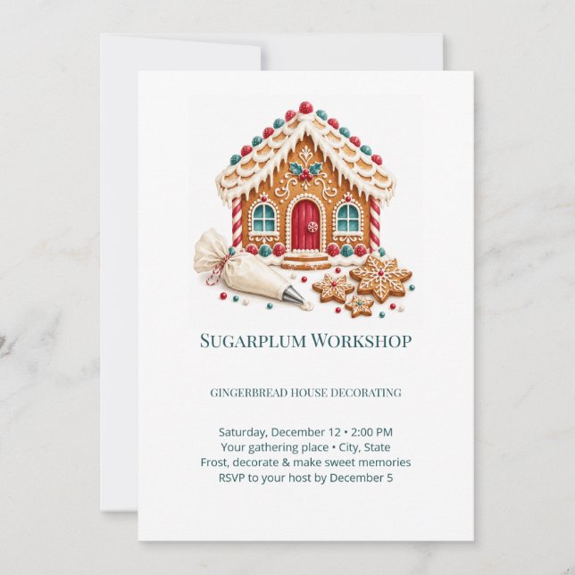 Sockerplommon Workshop Pepparkaksdekorering Inbjudningar (Framsida)