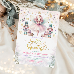 Sockerplum Fairy Nutcracker Girl Födelsedagsfest Inbjudningar