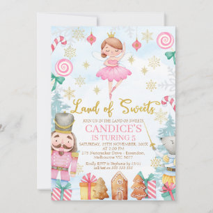 Sockerplum Fairy Nutcracker Land Sweet Birthday Inbjudningar