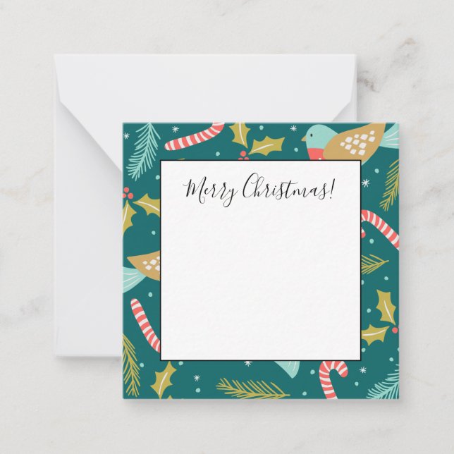 Sockerrör Julkransgran Fåglar Anteckningskort (Framsida)