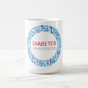 Sockersjukamedvetenhetblått cirklar kaffemugg