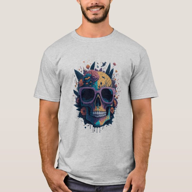 Sockerskal med glas och blommor t shirt (Framsida)