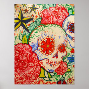 Sockerskallblomma day of the dead poster konst