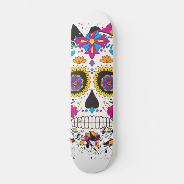 Sockerskalldia de los muertos mini skateboard bräda 18,5 cm (Framsida)
