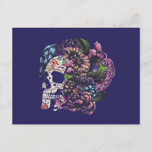 Sockerskalle av day of the dead blommigt med blomm vykort