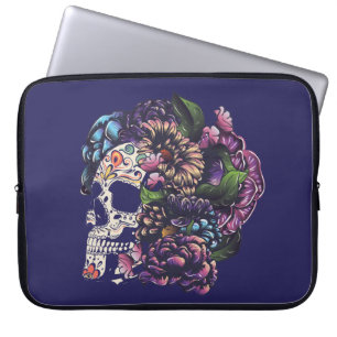 Sockerskalle av Day of the dead med blommor Laptop Fodral