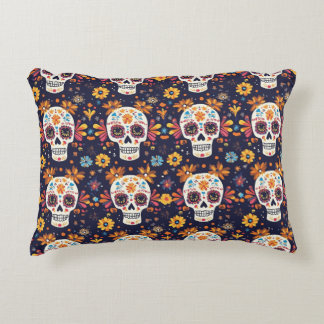 Sockerskalle av färgat day of the dead prydnadskudde